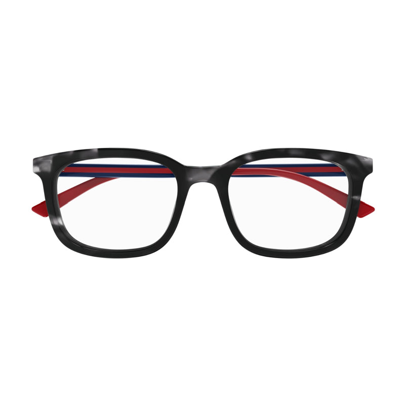 Gucci Eyeglasses Square Full Rim, Grey Havana Frame and Clear Demo Lenses Lens GG1928O004