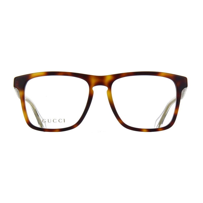 Gucci Eyeglasses Rectangle Full Rim, Havana/Ivory Frame and Clear Demo Lenses Lens GG0561O002