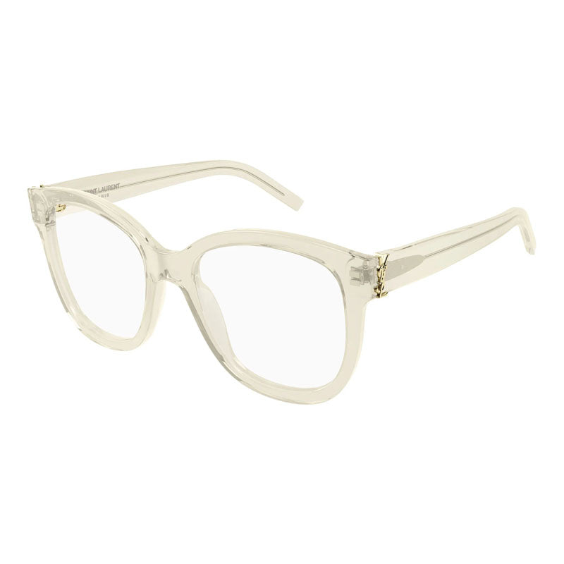 Saint Laurent Eyeglasses Square Full Rim, Transparent Yellow Frame and Clear Demo Lens Lens SLM97009