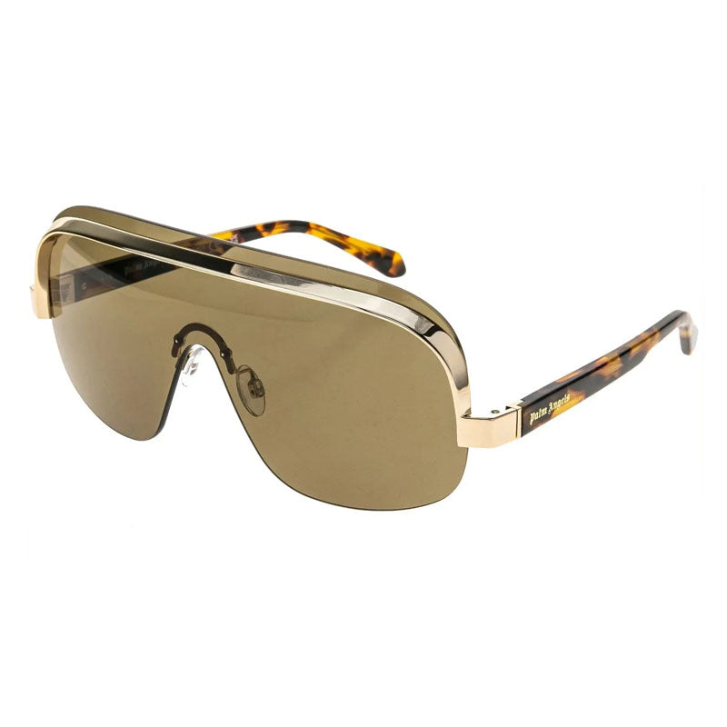 Palm Angels Sunglasses Shield Rimless, Gold/Havana Frame and Brown Lens PERI10IKING6064