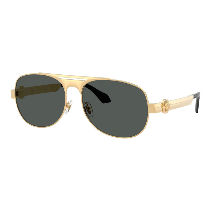 Versace Sunglasses Square Full Rim, Gold Frame and Dark Grey Lens VE2302152387