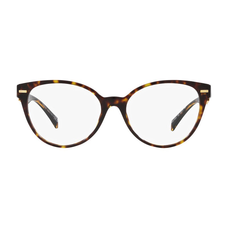Versace Eyeglasses Cat Eye Full Rim, Havana Frame and Clear Demo Lenses Lens VE3334108