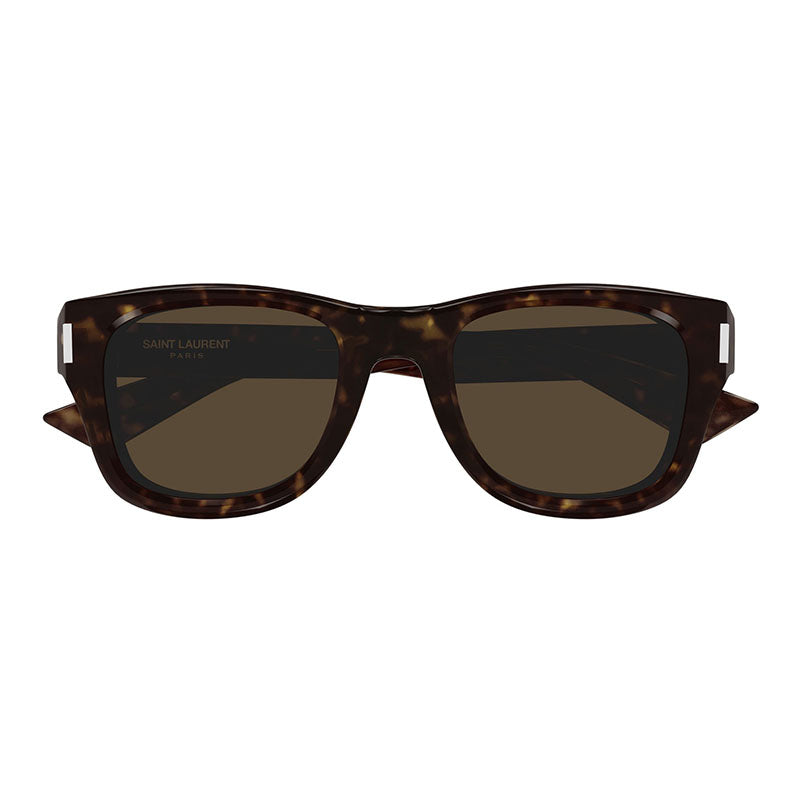 Saint Laurent Sunglasses Square Full Rim, Dark Havana Frame and Brown Lens SL801002