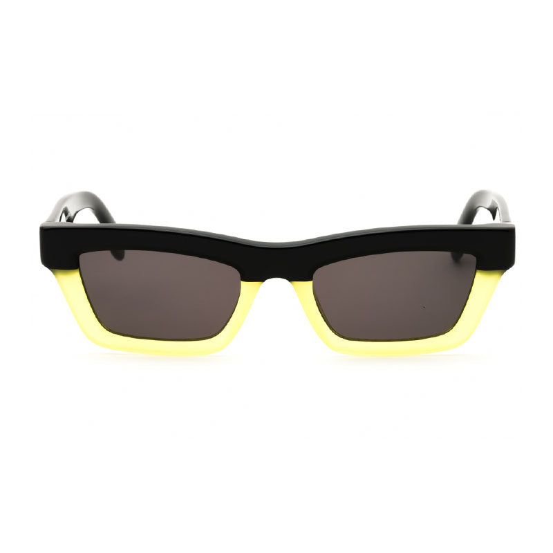 Palm Angels Sunglasses Cat Eye Full Rim, Black Yellow Frame and Dark Grey Lens PERI108MELROSE1807