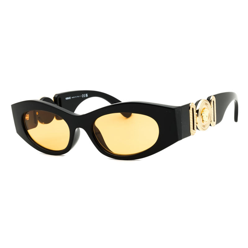 Versace Sunglasses Oval Full Rim, Black Frame and Orange Lens VE4480UGB1/7
