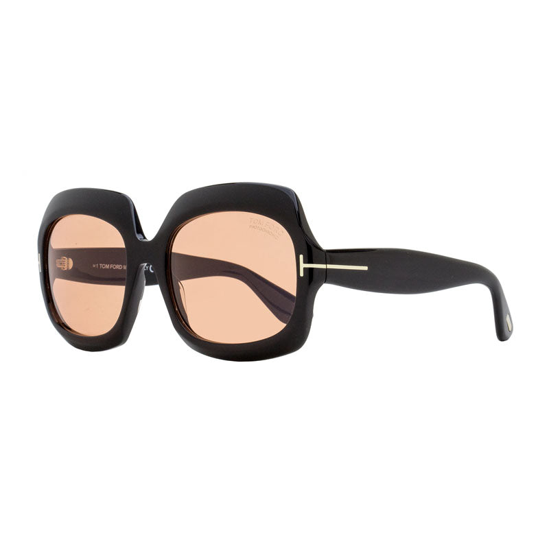 Tom Ford Sunglasses Square Full Rim, Black Frame and Brown Lens FT115505E