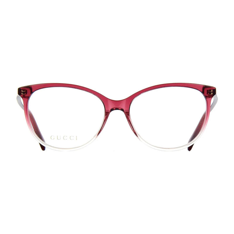 Gucci Eyeglasses Cat Eye Full Rim, Burgundy Gradient Frame and Clear Demo Lenses Lens GG0550O007
