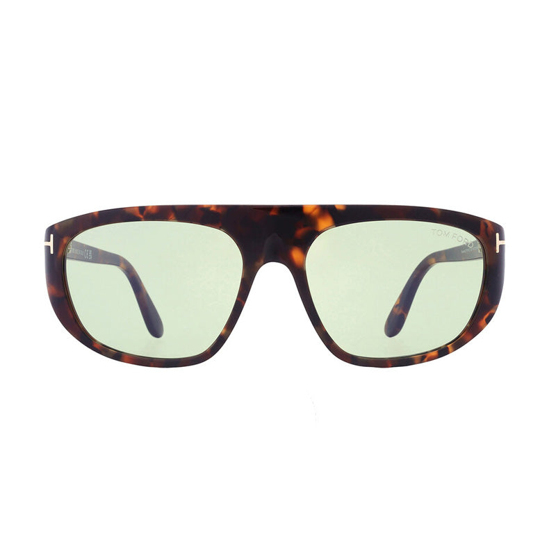 Tom Ford Sunglasses Aviator Full Rim, Dark Havana Frame and Green Photochromic Lens FT100252N