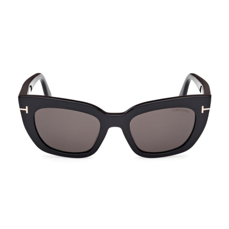 Tom Ford Sunglasses Cat Eye Full Rim, Shiny Black Frame and Smoke Lens FT119001A