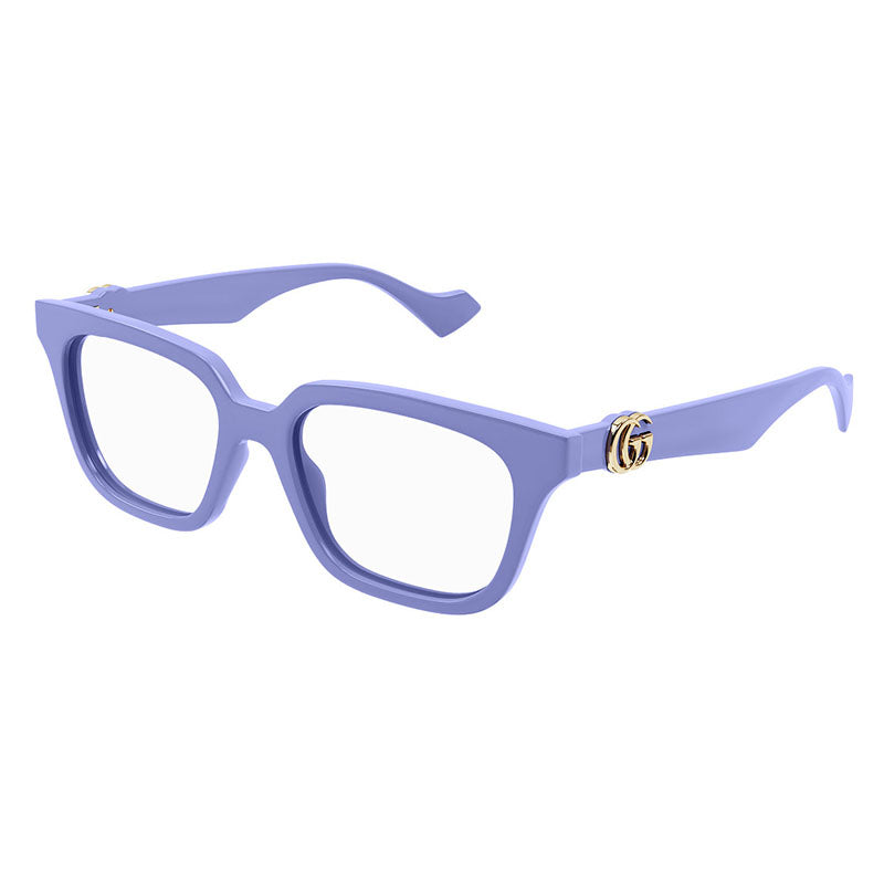 Gucci Eyeglasses Square Full Rim, Liliac Frame and Clear Demo Lenses Lens GG1536O008