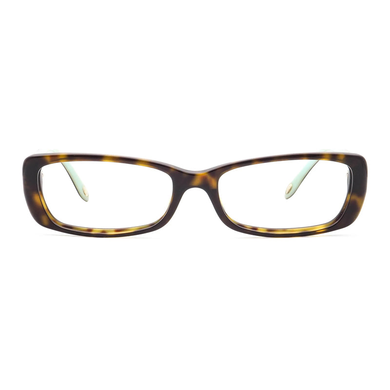 Tiffany & Co. Eyeglasses Rectangle Full Rim, Dark Havana Frame and Clear Demo Lenses Lens TF2070-B8015