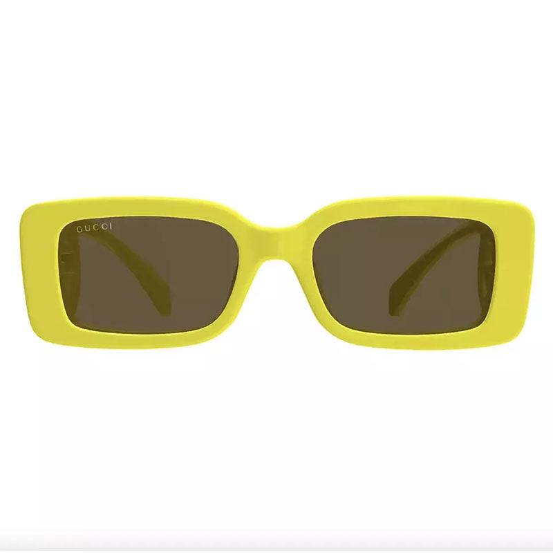 Gucci Sunglasses Square Full Rim, Acid Yellow Frame and Brown Lens GG1325S007