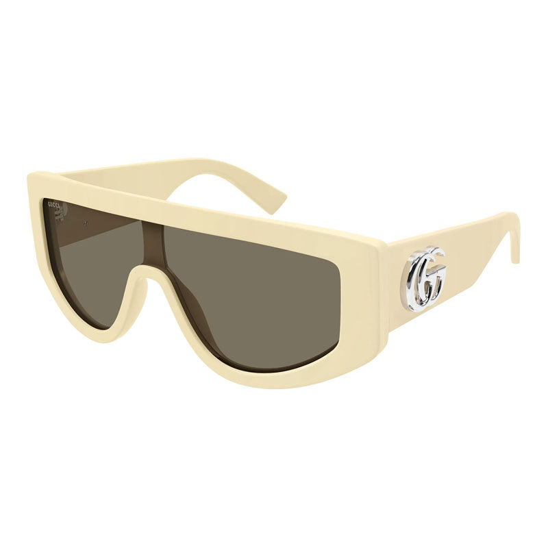 Gucci Sunglasses Square Full Rim, Ivory Frame and Brown Lens GG1950S004
