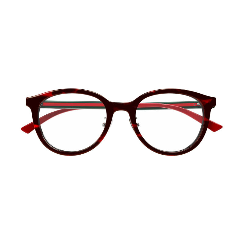 Gucci Eyeglasses Round Full Rim, Red Havana Frame and Clear Demo Lenses Lens GG1867OK003
