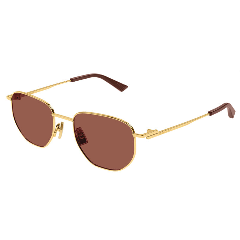 Bottega Veneta Sunglasses Aviator Full Rim, Gold Frame and Brown Lens BV1301S003