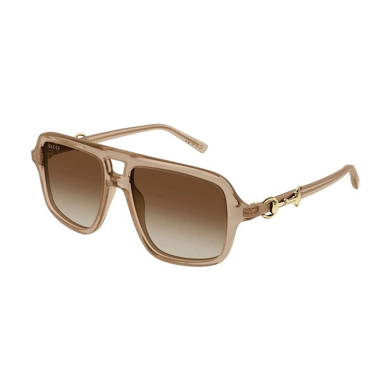 Gucci Sunglasses Square Full Rim, Shiny Brown Frame and Brown Gradient Lens GG2052S010
