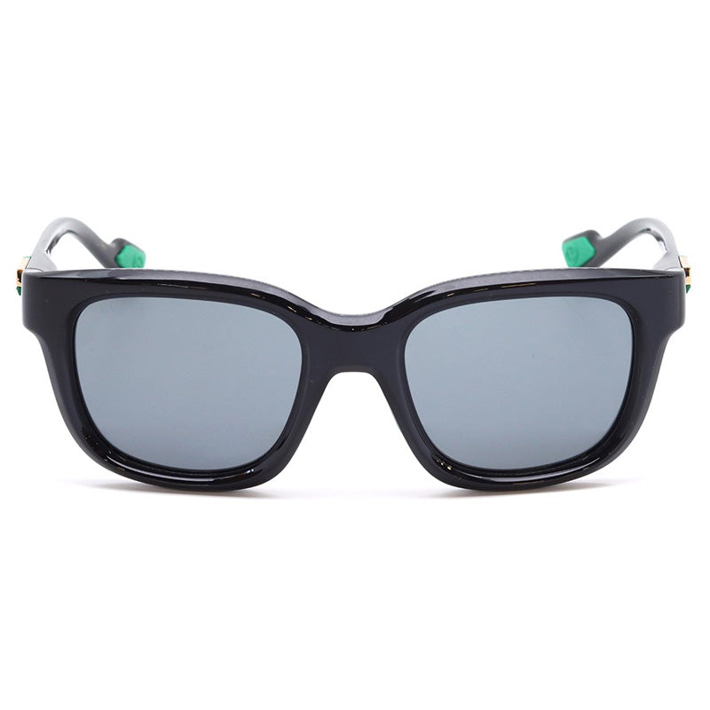 Gucci Sunglasses Square Full Rim, Shiny Black Frame and Gradient Grey Silver Mirror Lens GG1621S001