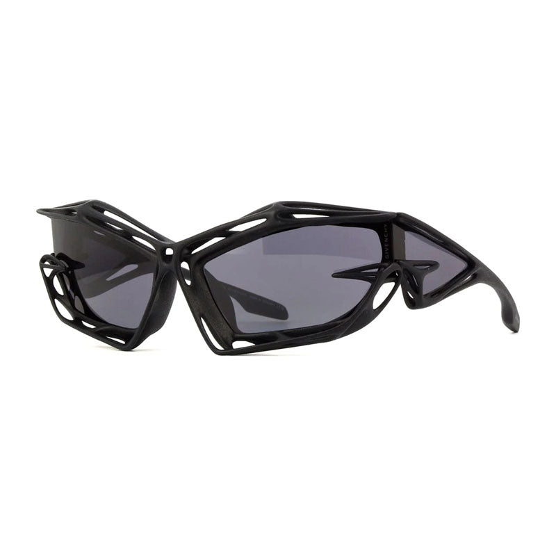 Givenchy Sunglasses Geometric Full Rim, Shiny Black Frame and Grey Mirror Lens GV40081I02A