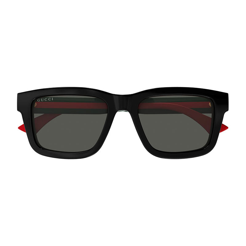 Gucci Sunglasses Square Full Rim, Shiny Black/Green/Red Frame and Grey Lens GG1869S001