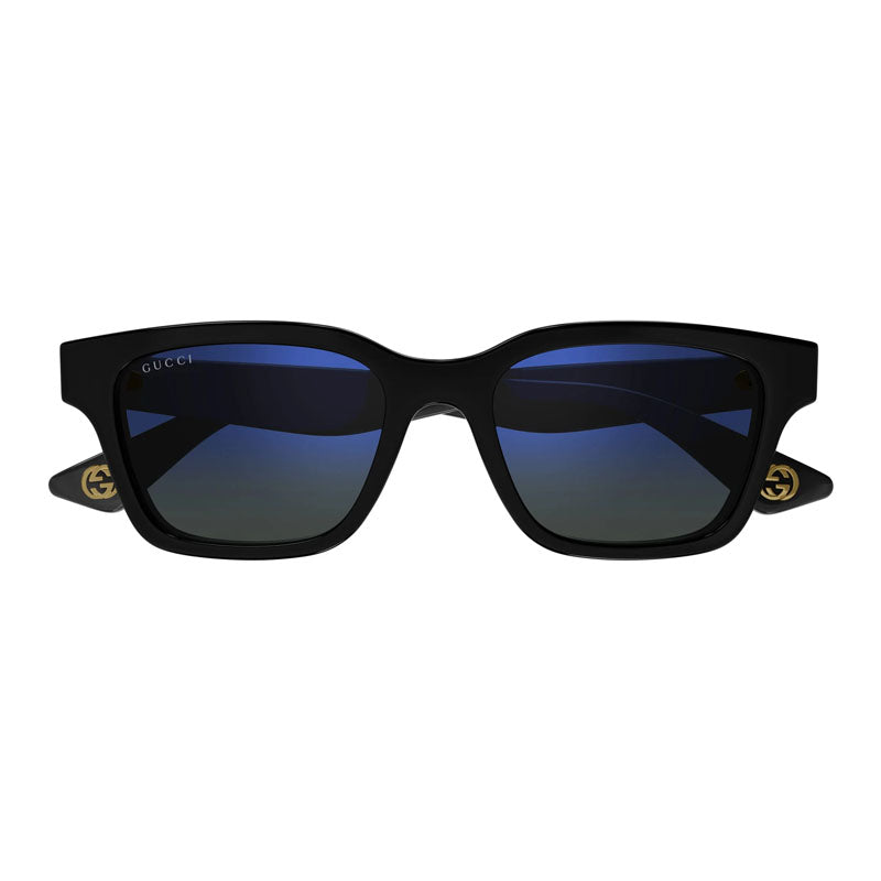 Gucci Sunglasses Square Full Rim, Shiny Black Frame and Blue Mirror Lens GG1641SA003