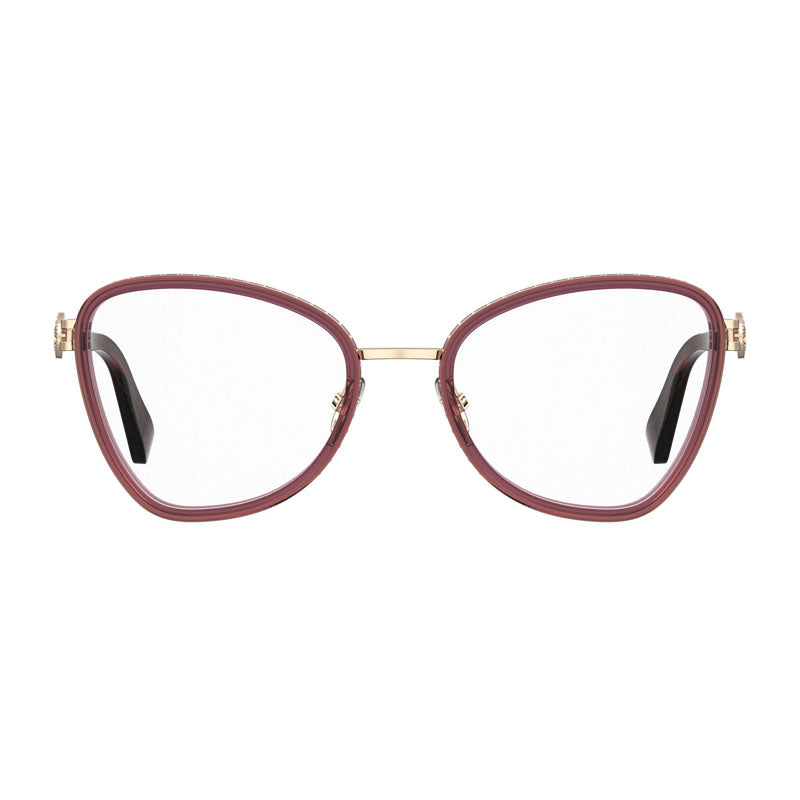 Moschino Eyeglasses Cat Eye Full Rim, Burgundy/Gold Frame and Clear Demo Lenses Lens MOS5840LHF00