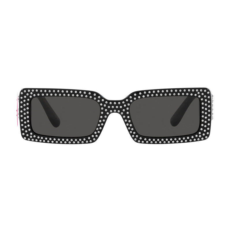 Dolce & Gabbana Sunglasses Rectangle Full Rim, Black Frame and Dark Grey Lens DG4447B501/87