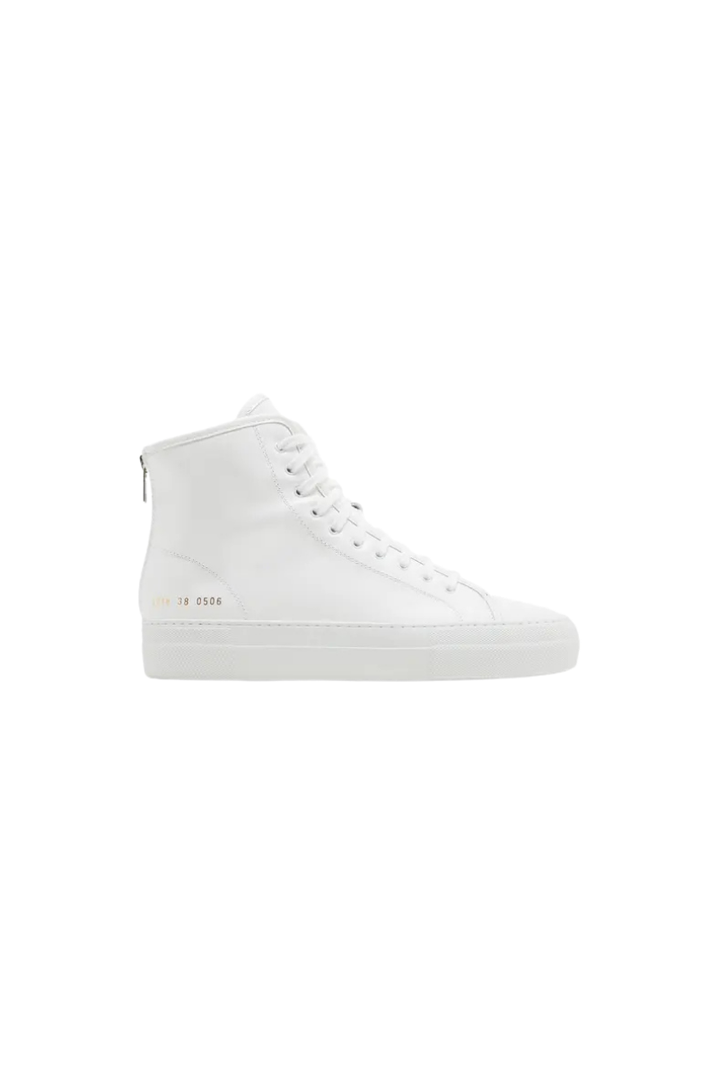 Common Projects Tournament High Super In Leather Womens 4018-White