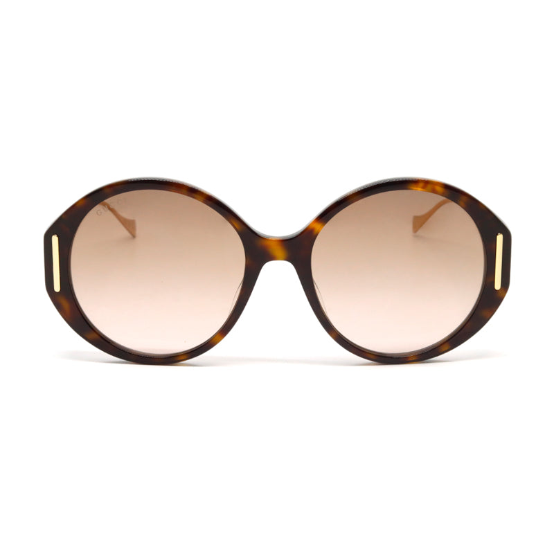 Gucci Sunglasses Round Full Rim, Havana Frame and Brown Gradient Lens GG1202S003