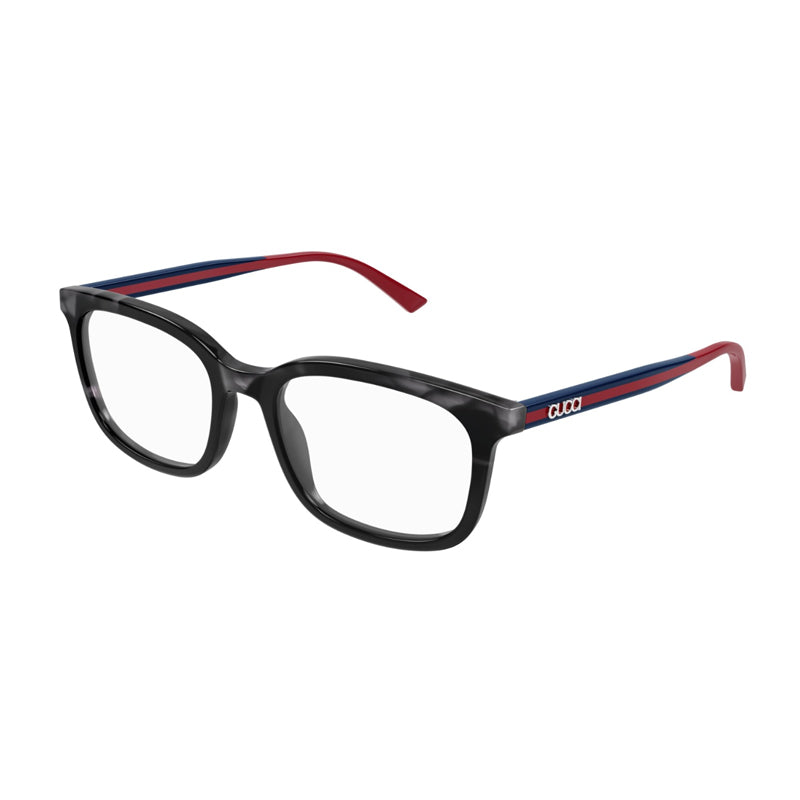 Gucci Eyeglasses Square Full Rim, Grey Havana Frame and Clear Demo Lenses Lens GG1928O004