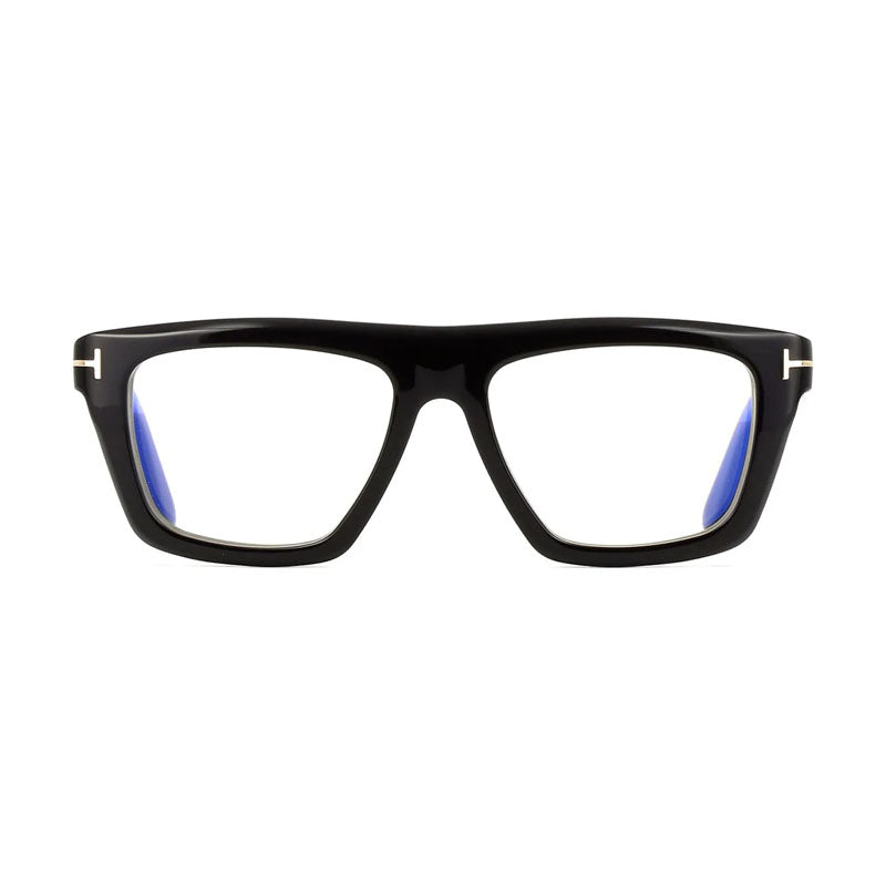 Tom Ford Eyeglasses Square Full Rim, Shiny Black Frame and Clear/Blue-Light Block Lenses Lens FT6059-B001