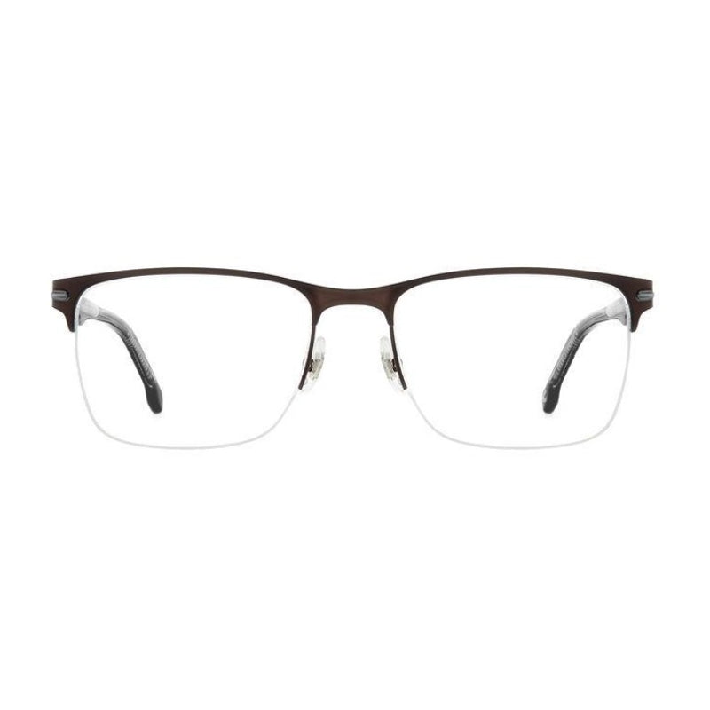 Carrera Eyeglasses Rectangle Semi Rim, Matte Brown Frame and Clear Demo Lenses Lens CARRERA2910YZ400