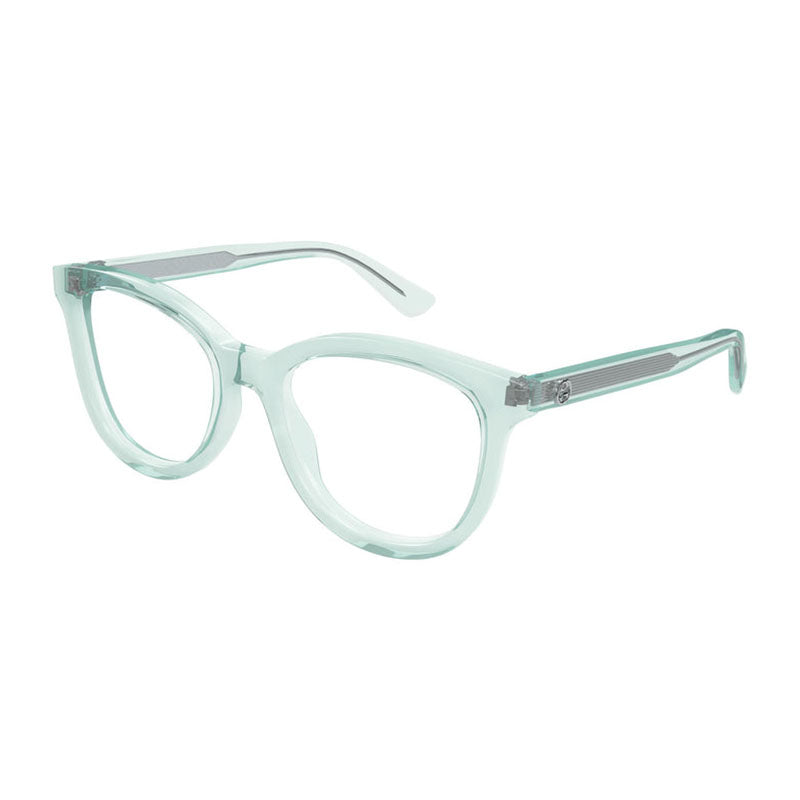 Gucci Eyeglasses Square Full Rim, Transparent Green Frame and Clear Demo Lenses Lens GG1687O004
