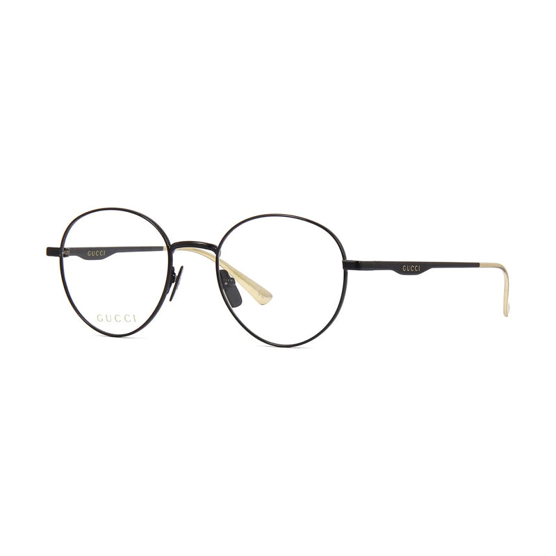 Gucci Eyeglasses Round Full Rim, Black Frame and Clear Demo Lenses Lens GG0337O002