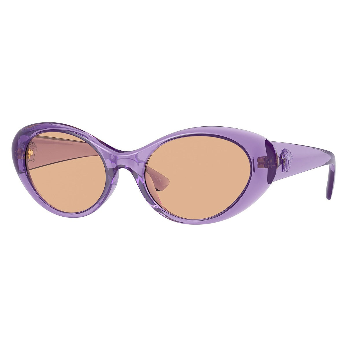 Versace Sunglasses Oval Full Rim, Transparent Purple Frame and Dark Brown Lens VE4455U1261244