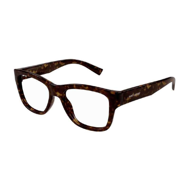 Saint Laurent Eyeglasses Square Full Rim, Dark Havana Frame and Clear Demo Lenses Lens SL677002
