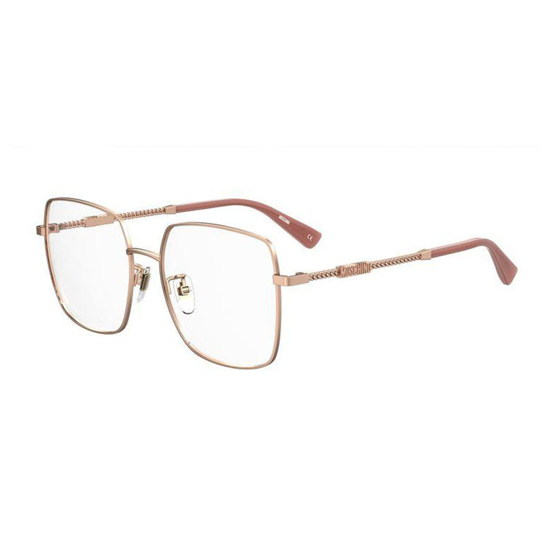 Moschino Eyeglasses Square Full Rim, Gold Copper Frame and Clear Demo Lens Lens MOS615/G0DDB00