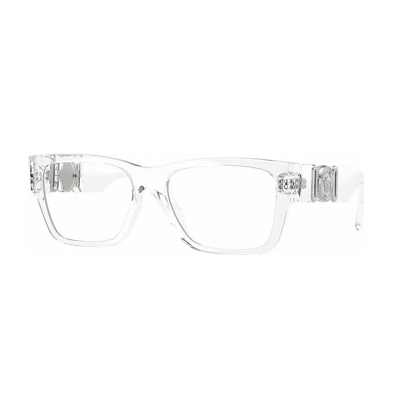 Versace Eyeglasses Square Full Rim, Crystal Frame and Clear Demo Lenses Lens VE3368U148