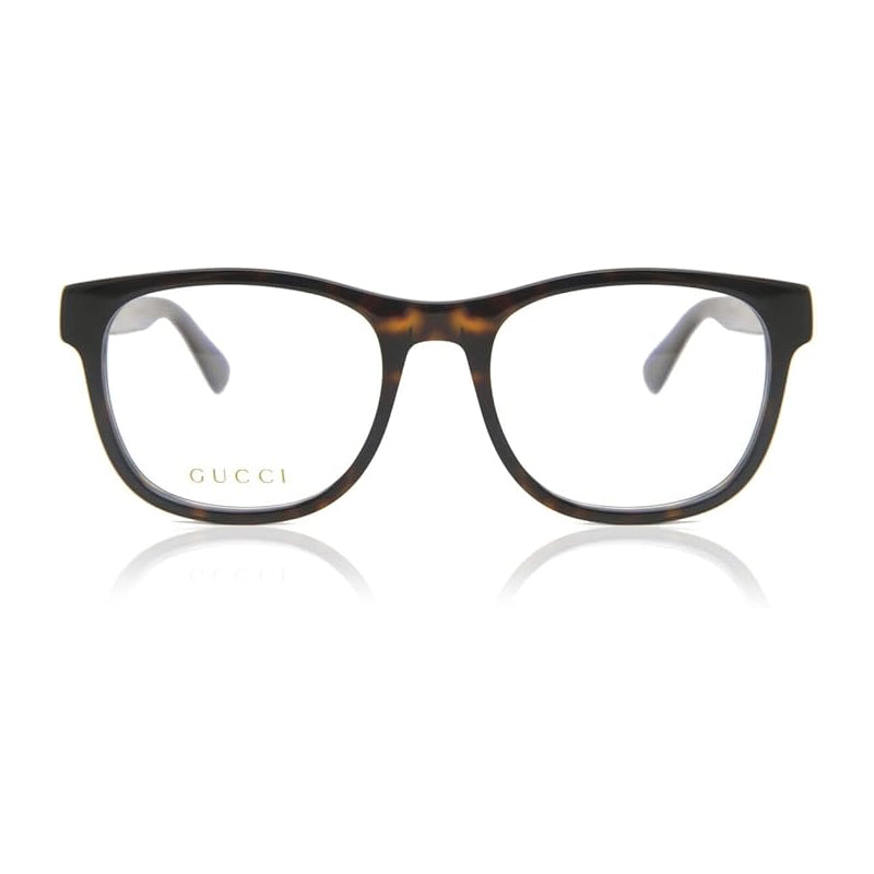 Gucci Eyeglasses Square Full Rim, Havana Frame and Clear Demo Lenses Lens GG0004ON003