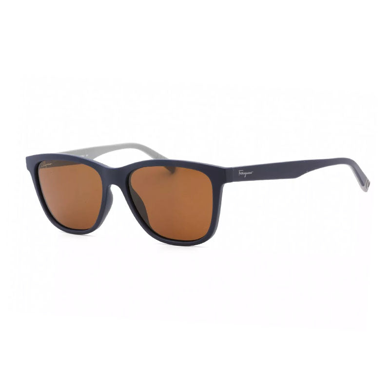 Ferragamo Salvatore Ferragamo Sunglasses Square Full Rim, Matte Blue Frame and Brown Lens SF998S427