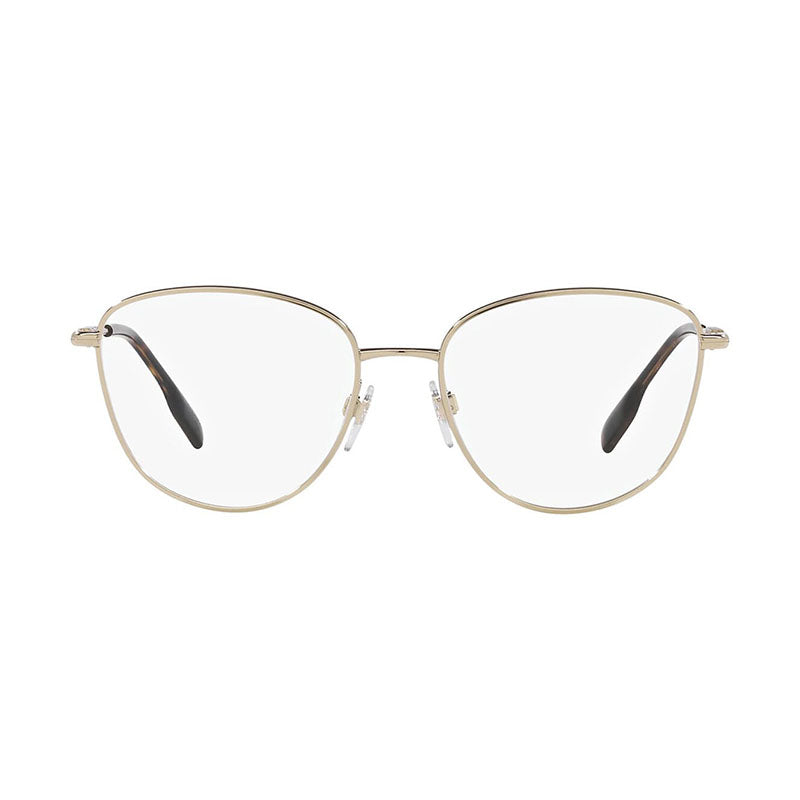 Burberry Eyeglasses Cat Eye Full Rim, Light Gold Frame and Clear Demo Lenses Lens BE13761340
