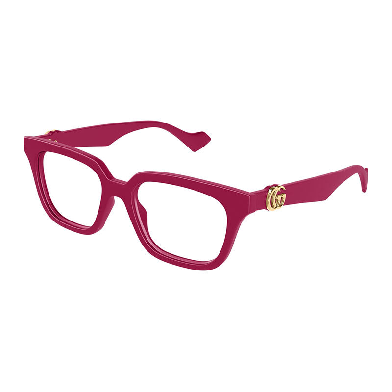 Gucci Eyeglasses Square Full Rim, Pink Frame and Clear Demo Lens Lens GG1536O010