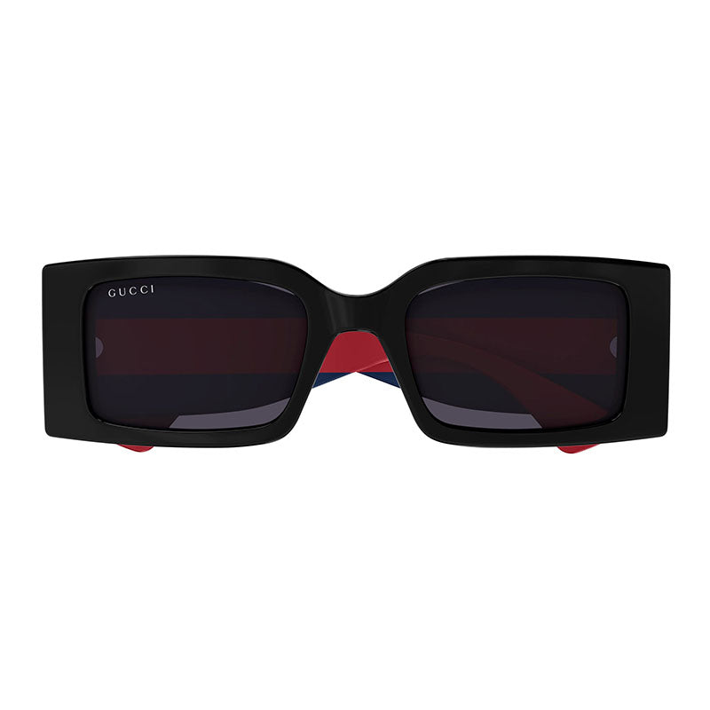 Gucci Sunglasses Square Full Rim, Shiny Black/Blue/Red Frame and Dark Violet Lens GG1860S004