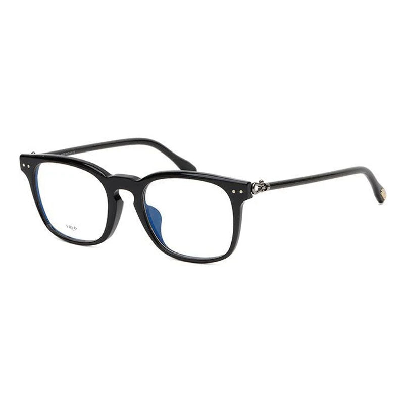 Fred Eyeglasses Square Full Rim, Shiny Black Frame and Clear Blue Light Block Lens FG50006U001
