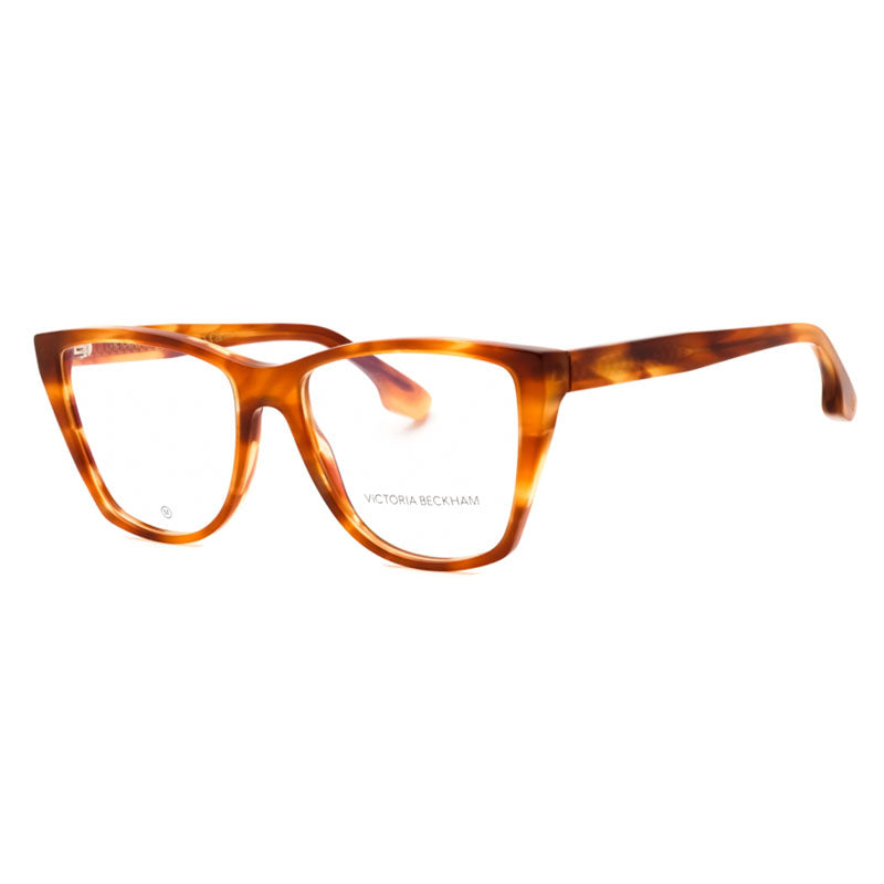 Victoria Beckham Eyeglasses Square Full Rim, Striped Blonde Havana Frame and Clear Demo Lenses Lens VB2664223