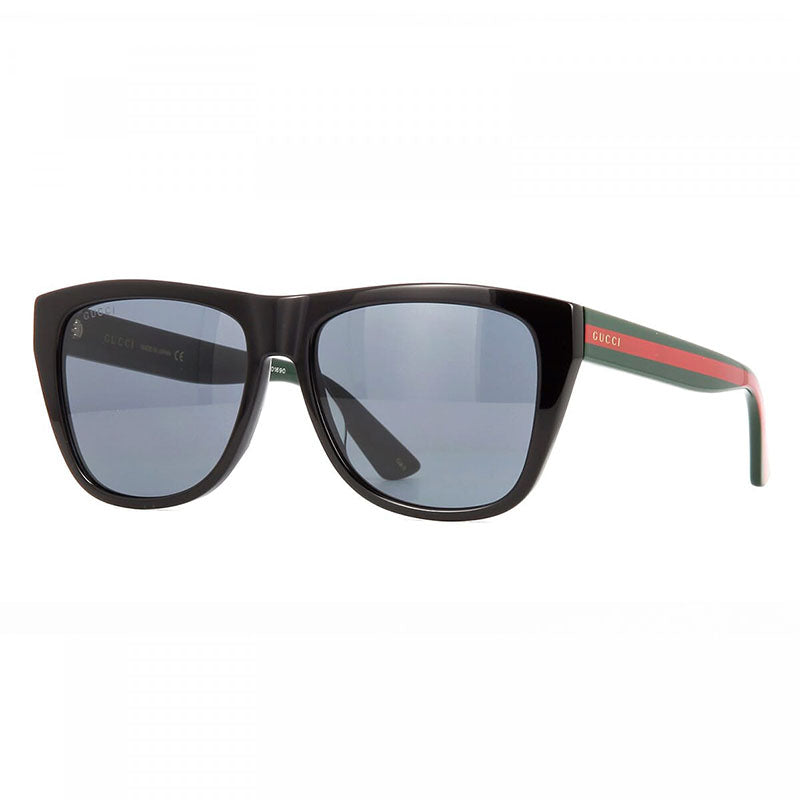 Gucci Sunglasses Square Full Rim, Black/Green Frame and Grey Lens GG0926S001