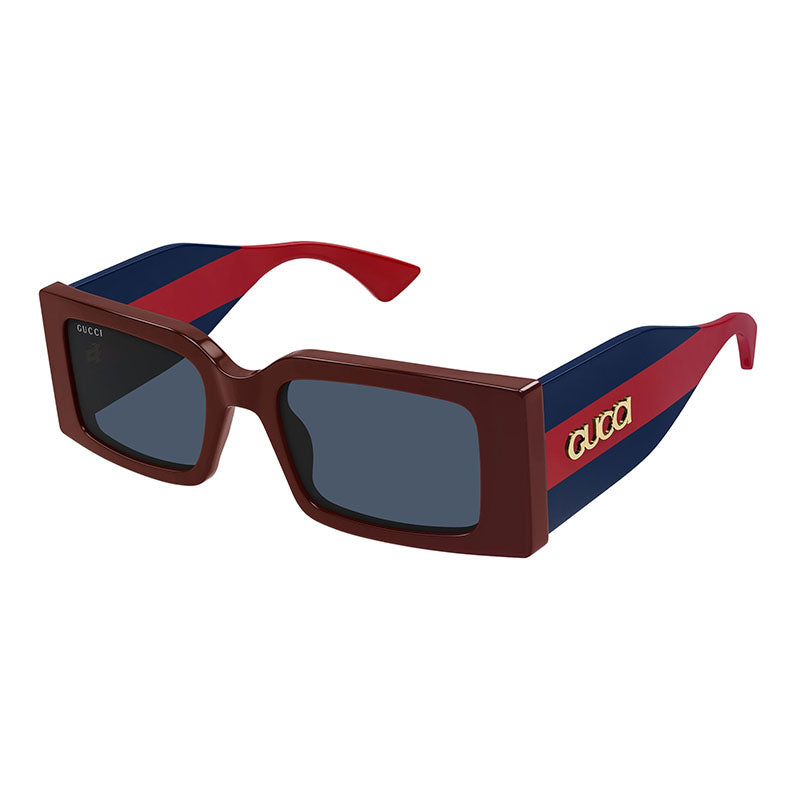 Gucci Sunglasses Square Full Rim, Burgundy/Blue/Red Frame and Grey Lens GG1860S003