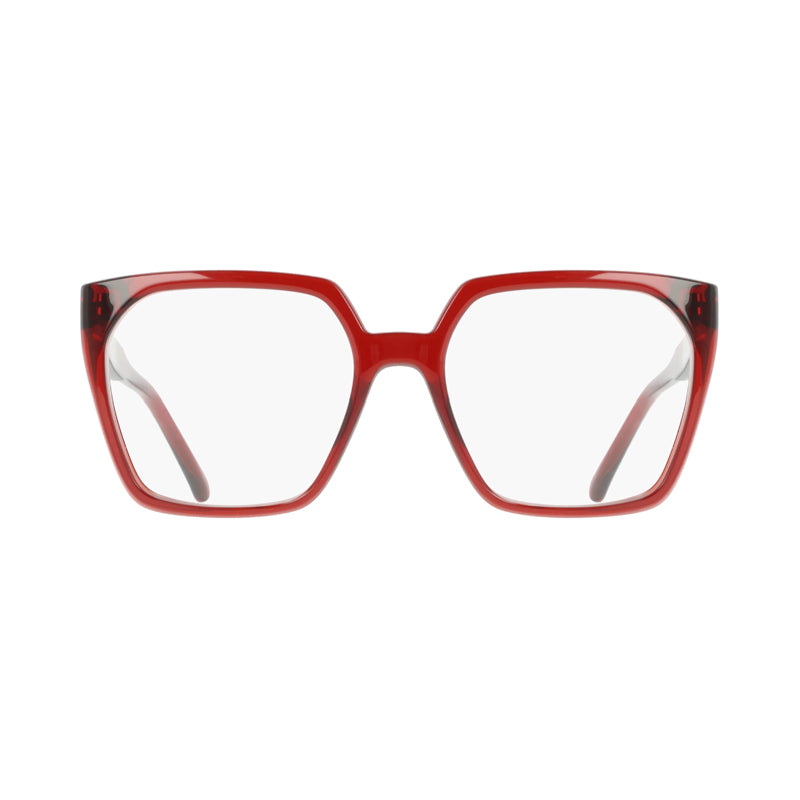 Ferragamo Salvatore Ferragamo Eyeglasses Square Full Rim, Transparent Burgundy Frame and Clear Demo Lens Lens SF3042E612