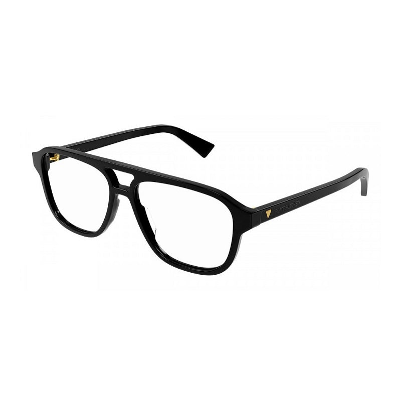 Bottega Veneta Eyeglasses Aviator Full Rim, Black Frame and Clear Demo Lenses Lens BV1294O001