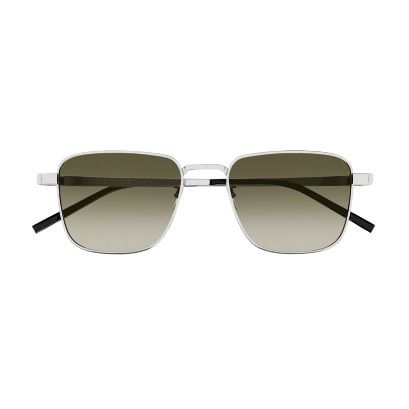 Saint Laurent Sunglasses Square Full Rim, Silver Frame and Green Gradient Mirror Lens SL529006