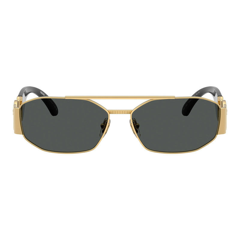 Versace Sunglasses Rectangle Full Rim, Gold Frame and Grey Lens VE2287100287